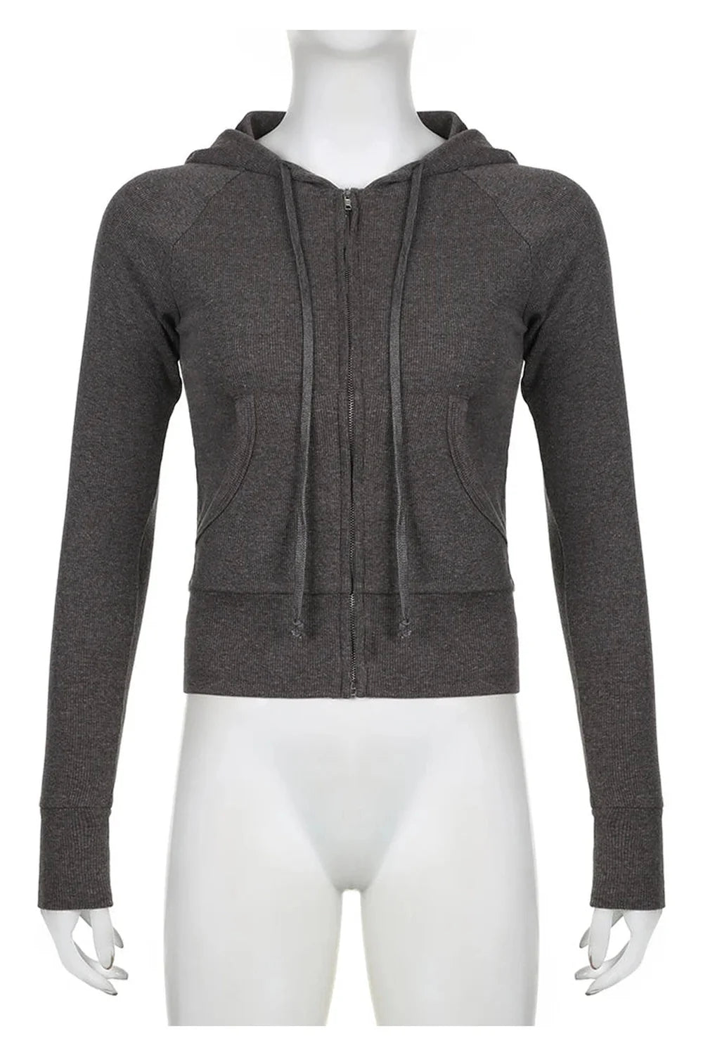 Sonbahar stiline uygun, fermuarlı hoodie tasarımı.