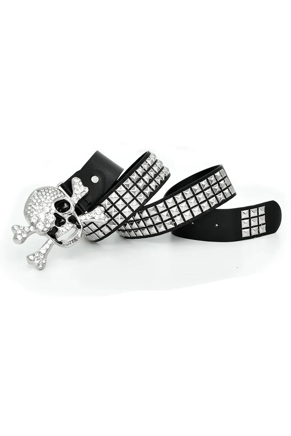 Rhinestone Kafatası Punk Kemer