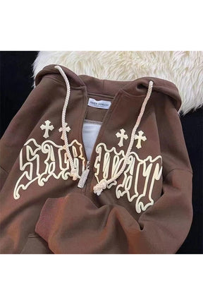 Sonbahar Alt şirin Zip Up Kapüşonlu