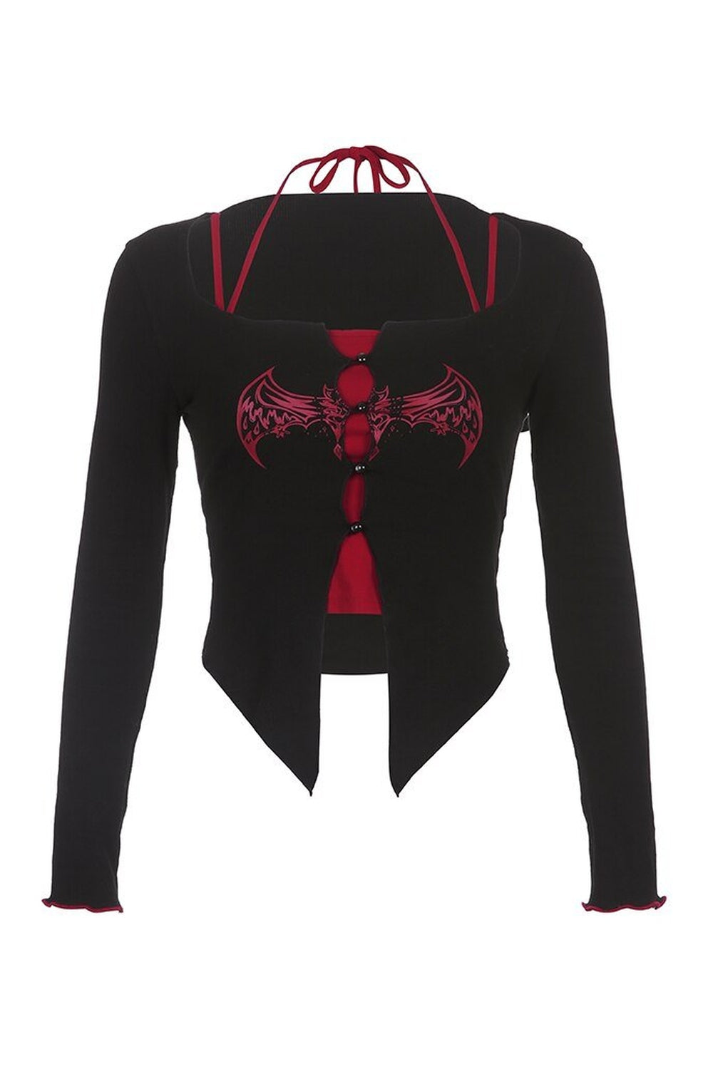 Alternatif Gotik tarzda grafik desenli tişört görseli.