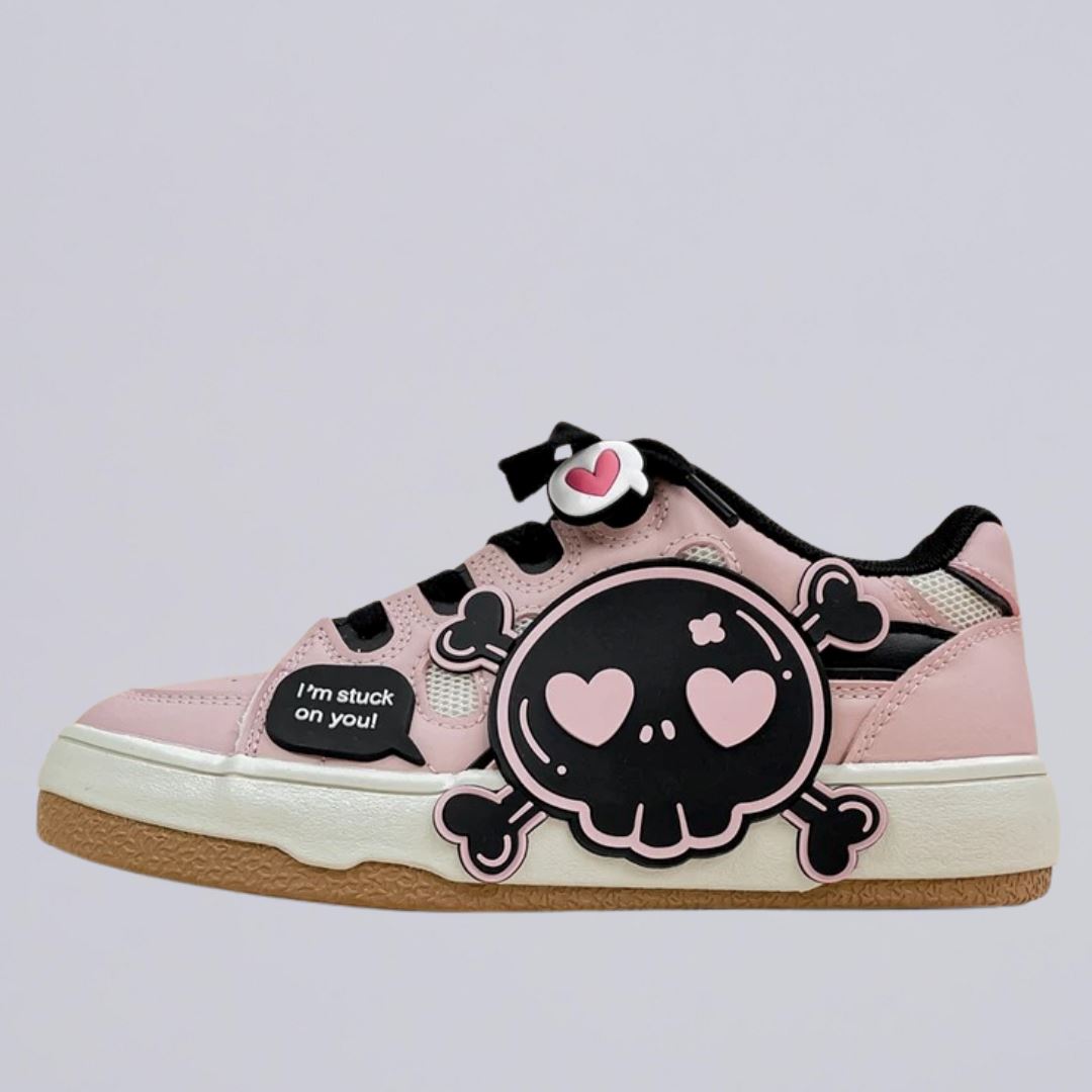 Deadly Black Skull Pink Sneaker