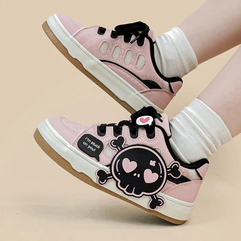 Deadly Black Skull Pink Sneaker