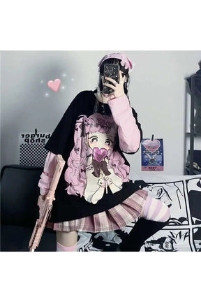 Anime Harajuku Gevşek Kawaii Sweatshirt