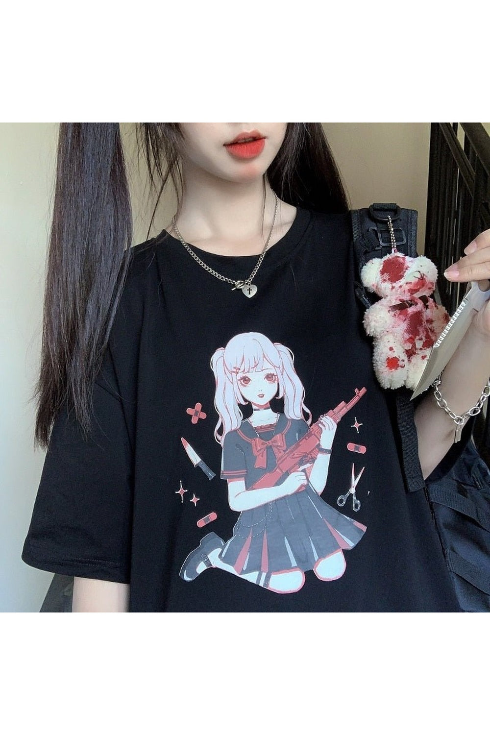 Anime Baskılı Harajuku Tişört