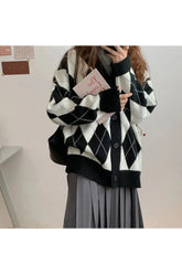 Sonbahar Argyle örgü Cardigan