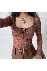 Boho Paisley Bell Sleeve üst