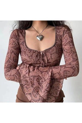 Boho Paisley Bell Sleeve üst