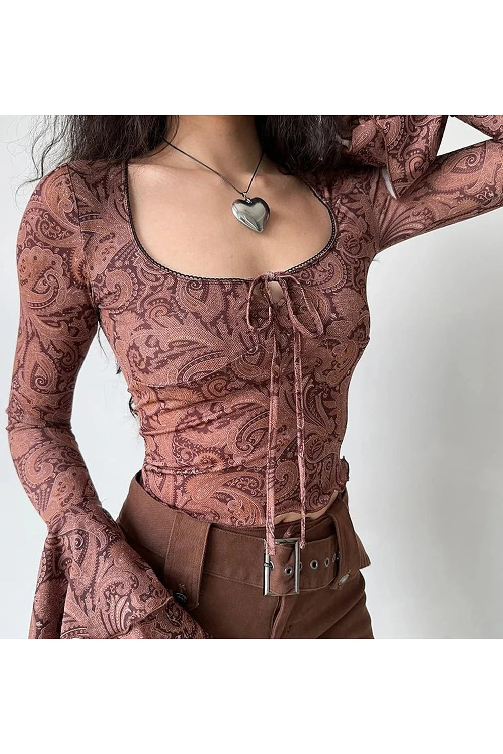 Boho Paisley Bell Sleeve üst