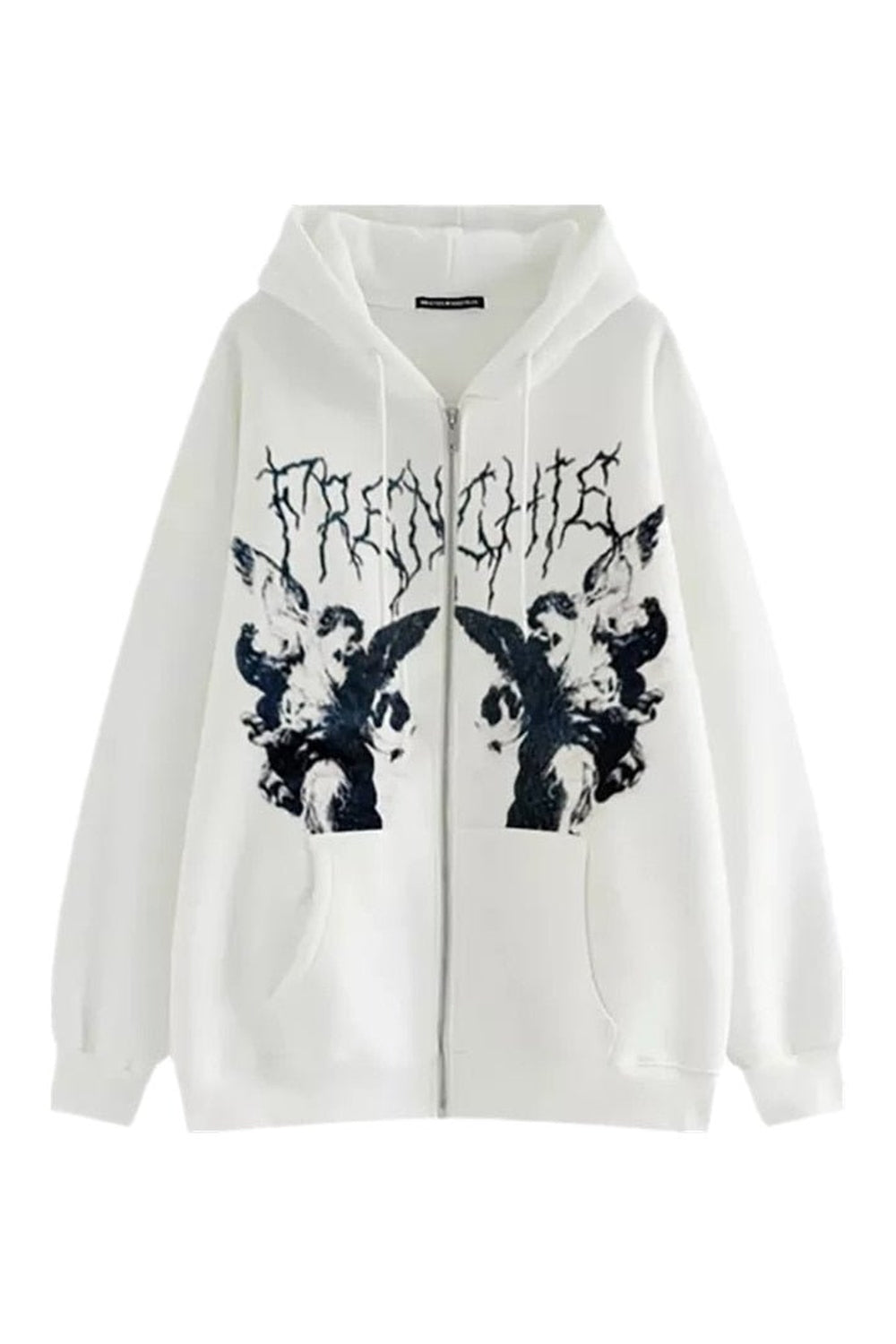 Sonbahar tonlarında soft bir kahverengi melek tasarımlı hoodie.