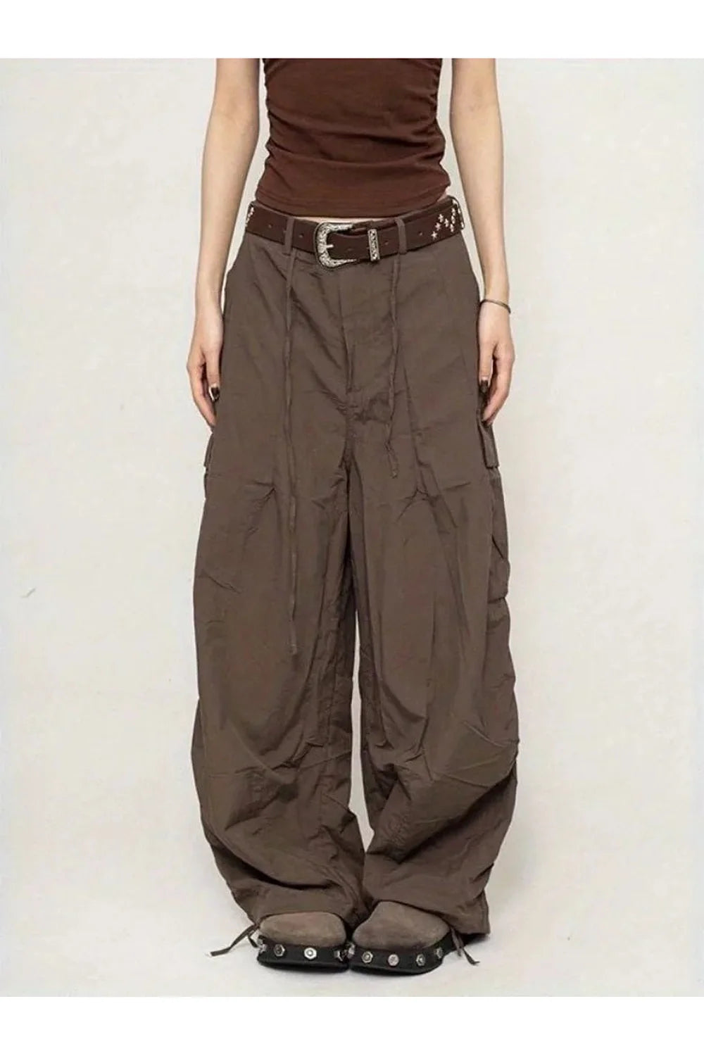 Chocolate Brown Parachute Cargo Pantolonları