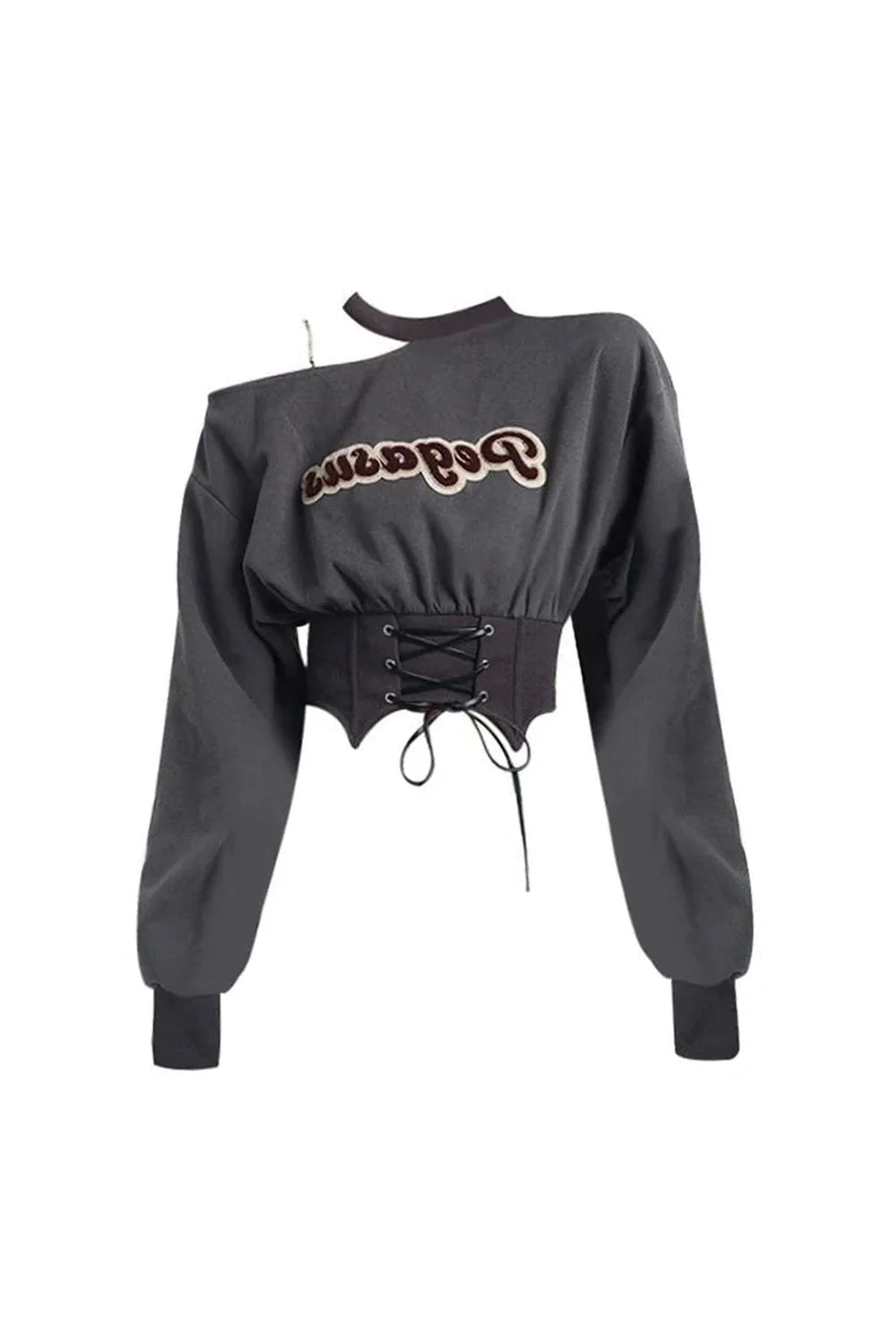 Kısa kesim Y2K tarzında üst sweatshirt.
