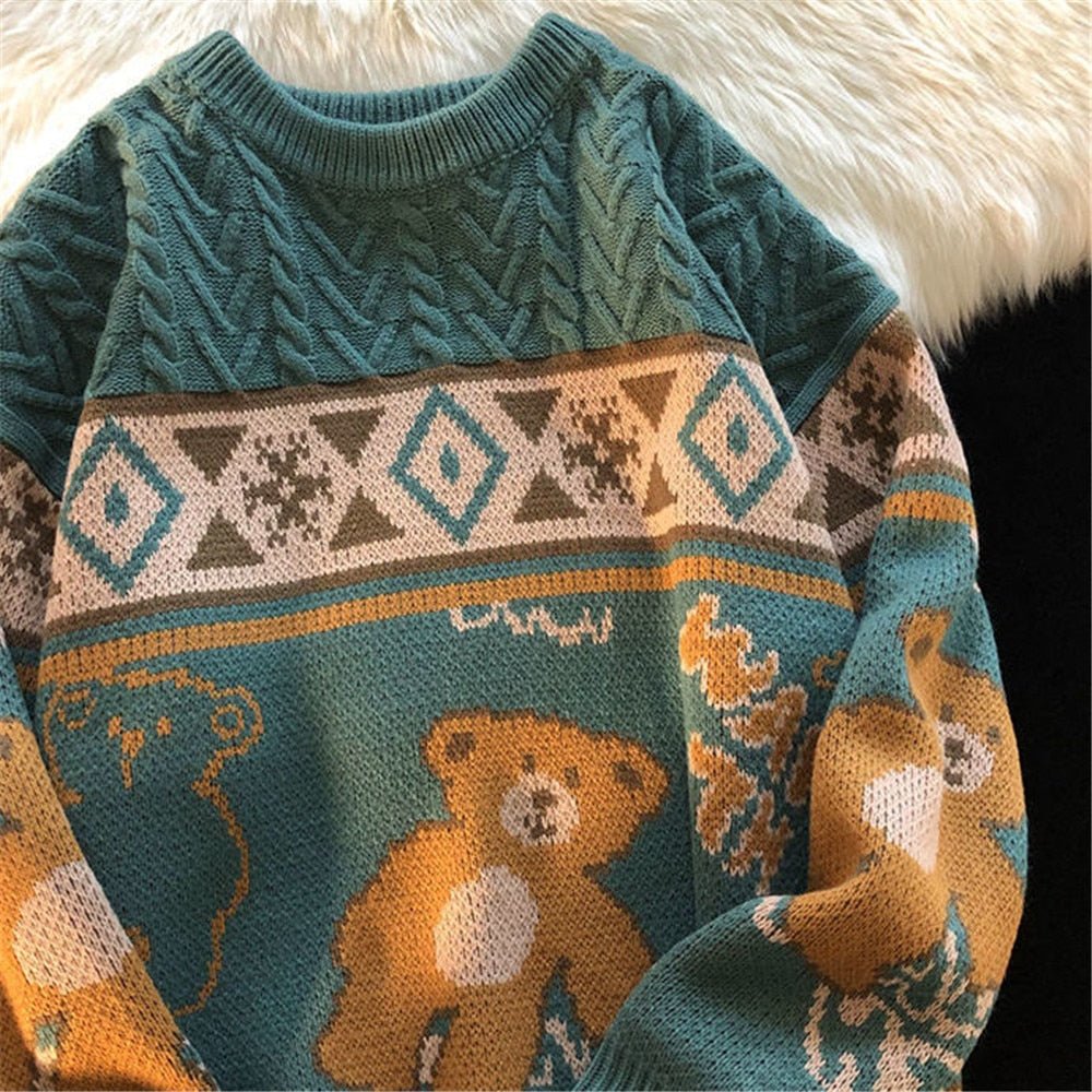 Sonbahar sezonunda şık ve rahat bir görünüm için vintage tarzda oversize örgü kazak.