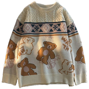 Sonbahar havasını yansıtan vintage tarz oversize örgü kazak.