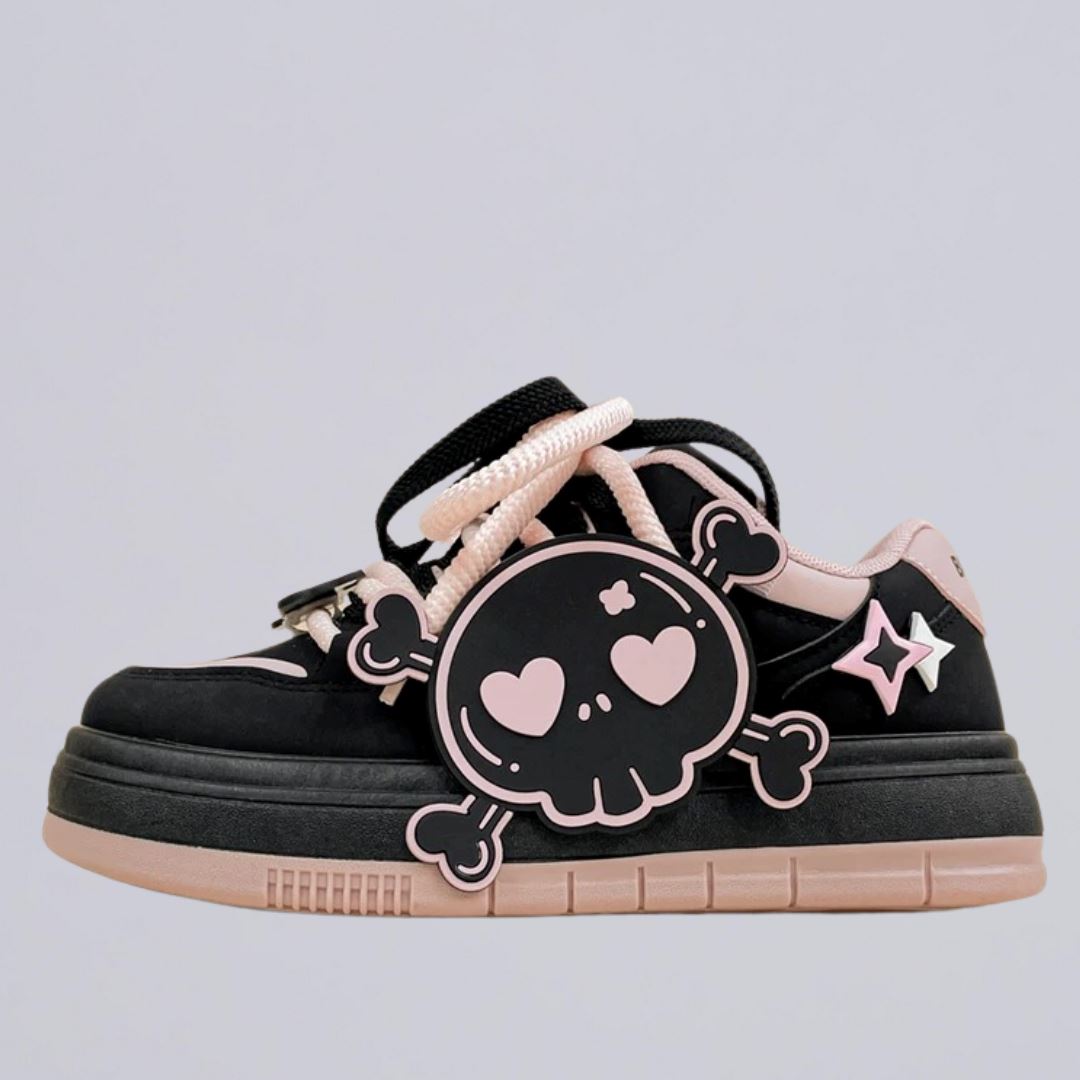 Deadly Pink Skull Black Sneaker