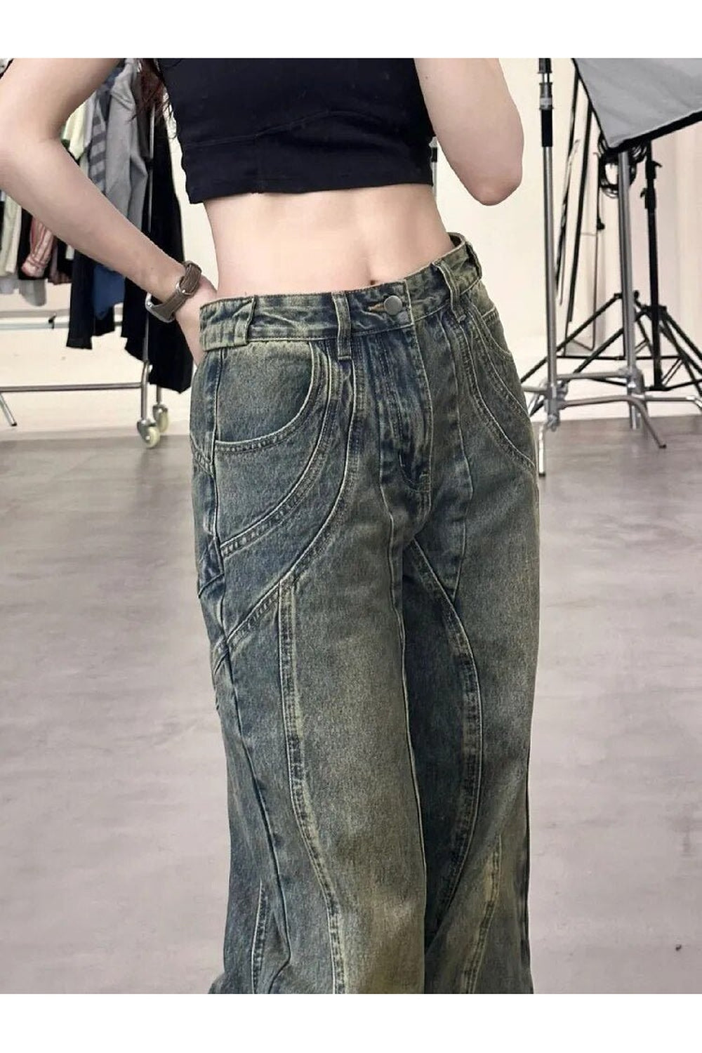 Sonbahar Denim Retro Wide Leg Jean