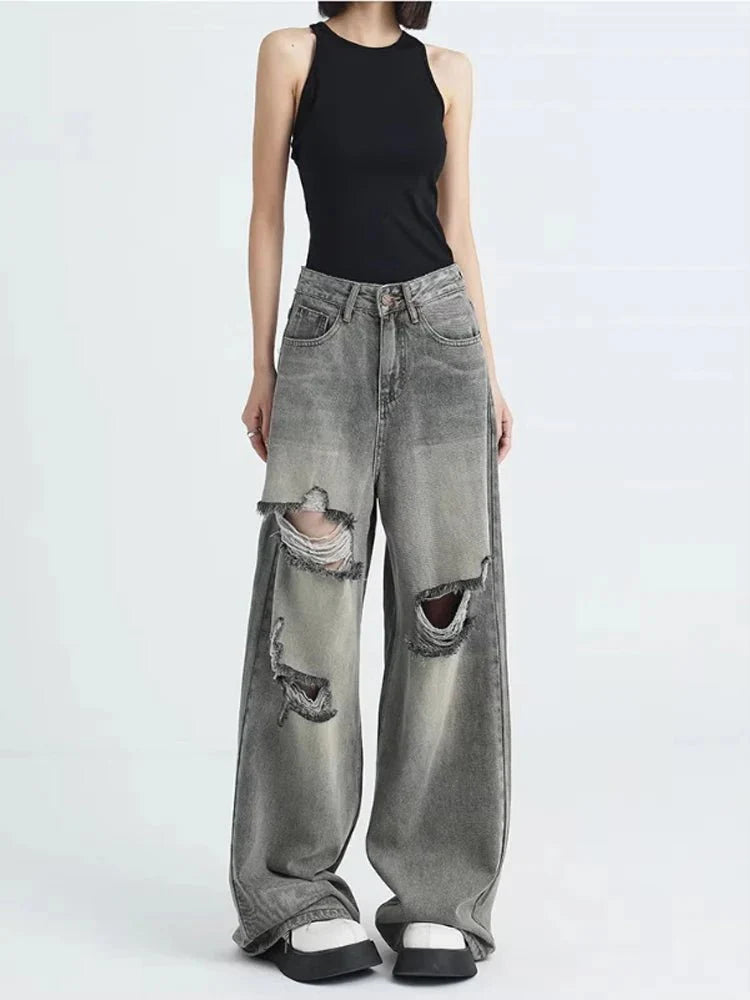 Yıpranmış Oversized Baggy Jean