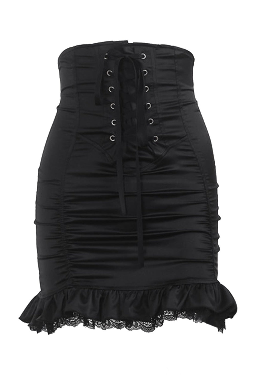 Siyah, vücuda oturan Gotik tarzı bodycon etek.