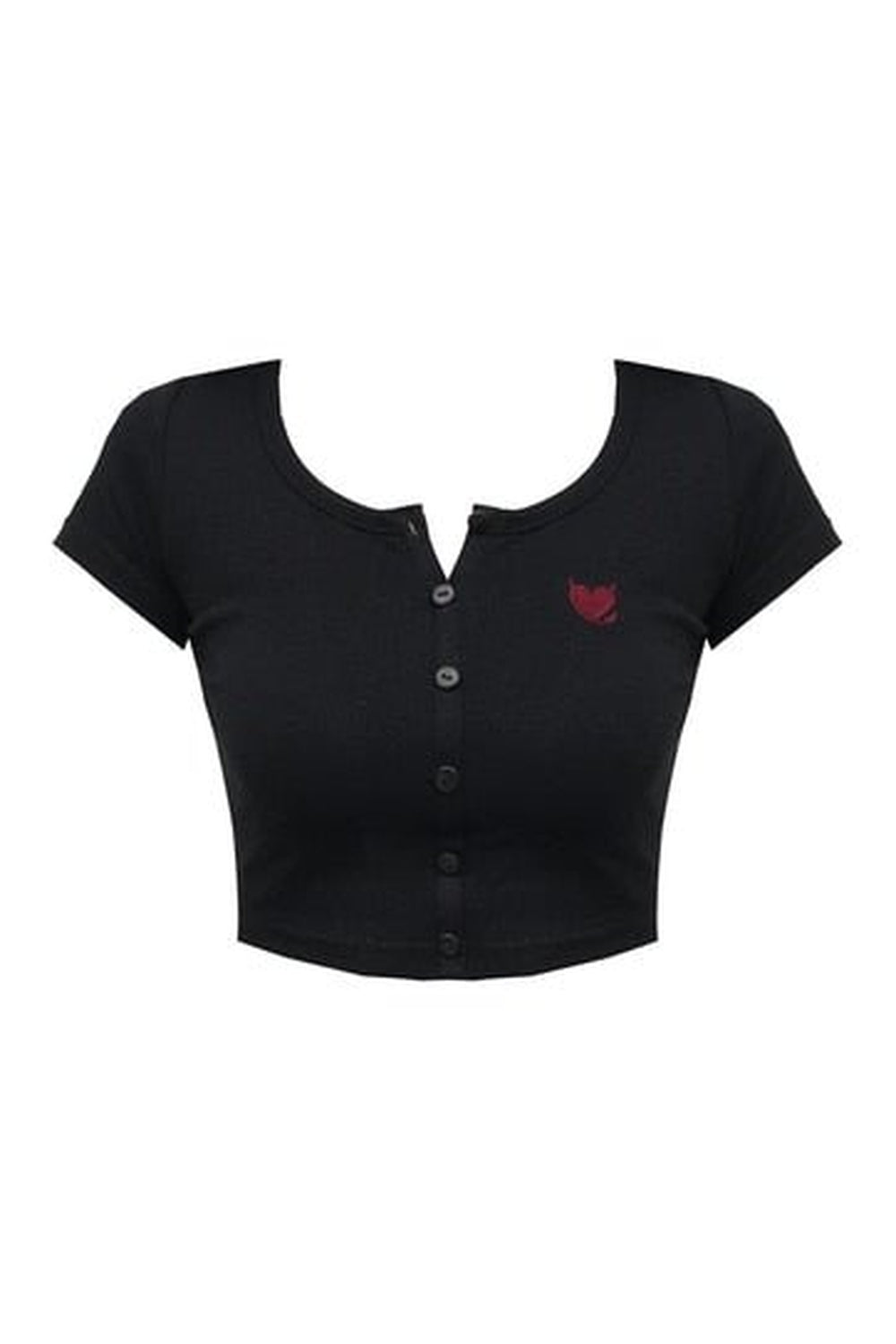 Gotik tarzda kalp nakışlı crop üst trendy görünüm.