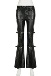 Gotik tarzı detaylarla süslenmiş ispanyol paça pantolon.