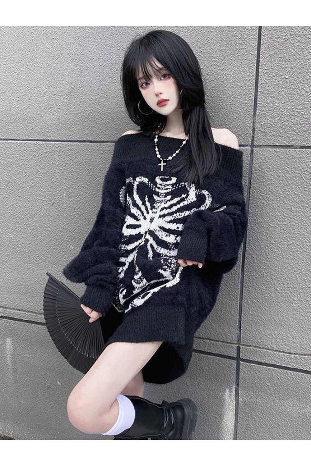 Gotik Kafatası Harajuku Sweatshirt