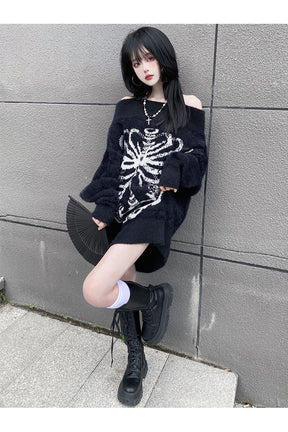 Gotik Kafatası Harajuku Sweatshirt