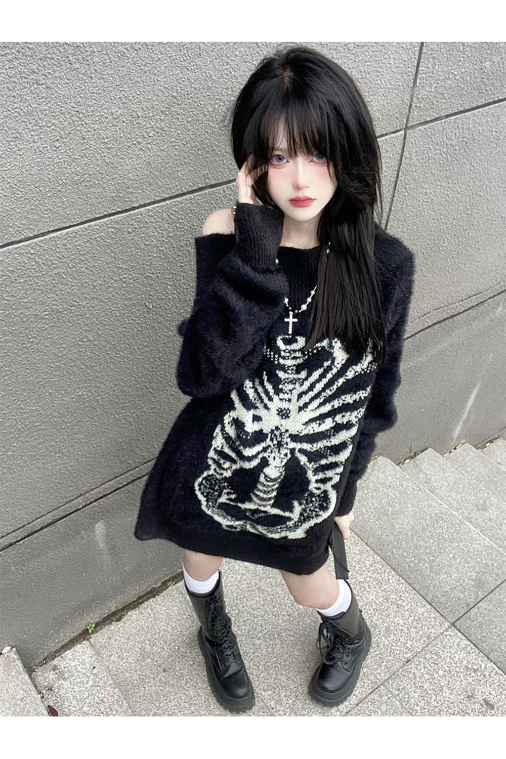 Gotik Kafatası Harajuku Sweatshirt