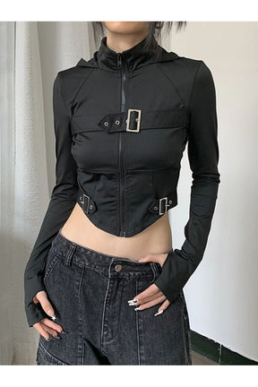 Gotik tarzıyla tasarlanmış korse detaylı crop üst.