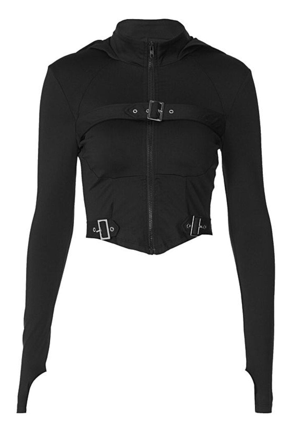 Gotik tarzda tasarlanmış korse detaylı crop üst.
