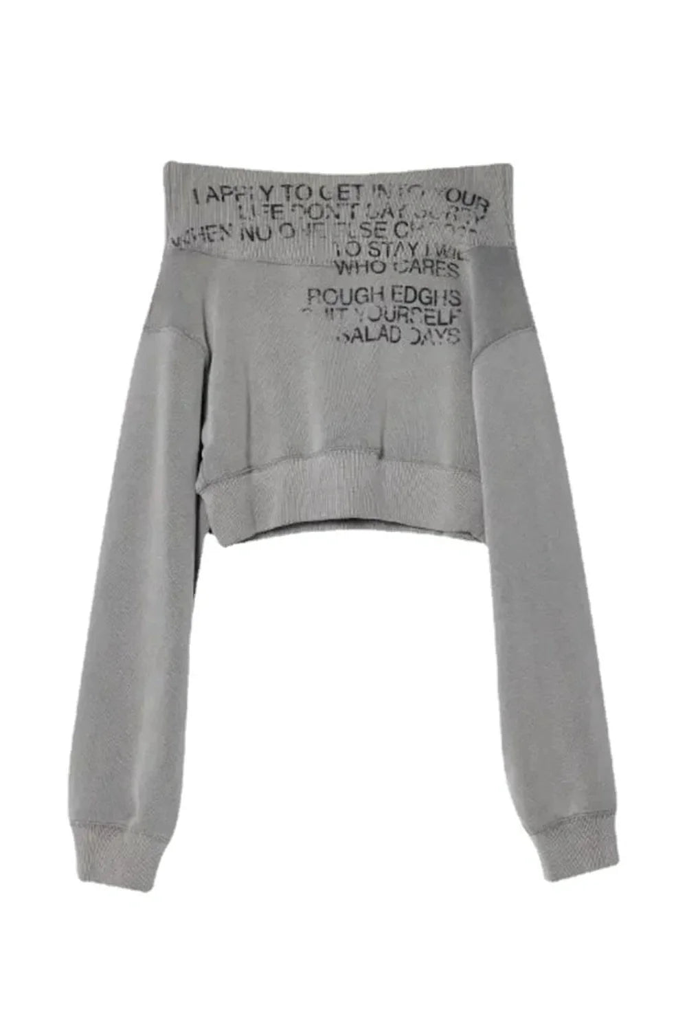 Gri şifreli Kısa Sweatshirt