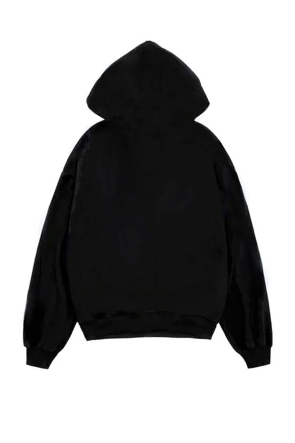 Grunge tarzında grafik desenli siyah hoodie sweatshirt.