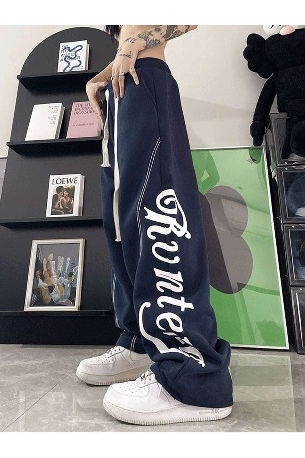 Yüksek Bel Harf Baskılı Sweatpants