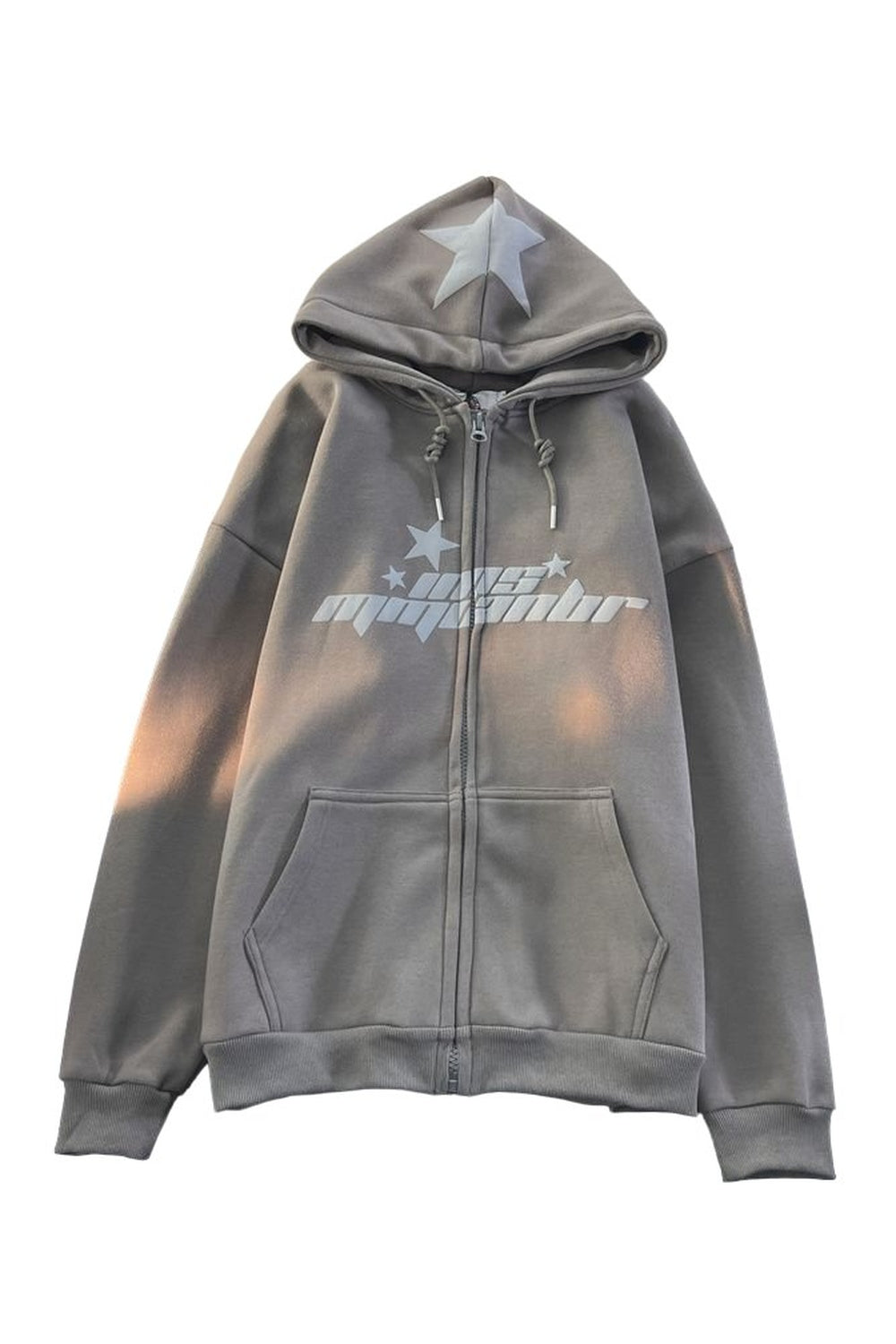 Sonbahar Hip Hop Zip Yıldız Baskılı Hoodie