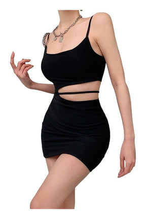 Sıcak Bodycon Spagetti Askılı Mini Elbise