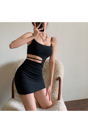 Sıcak Bodycon Spagetti Askılı Mini Elbise