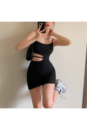 Sıcak Bodycon Spagetti Askılı Mini Elbise