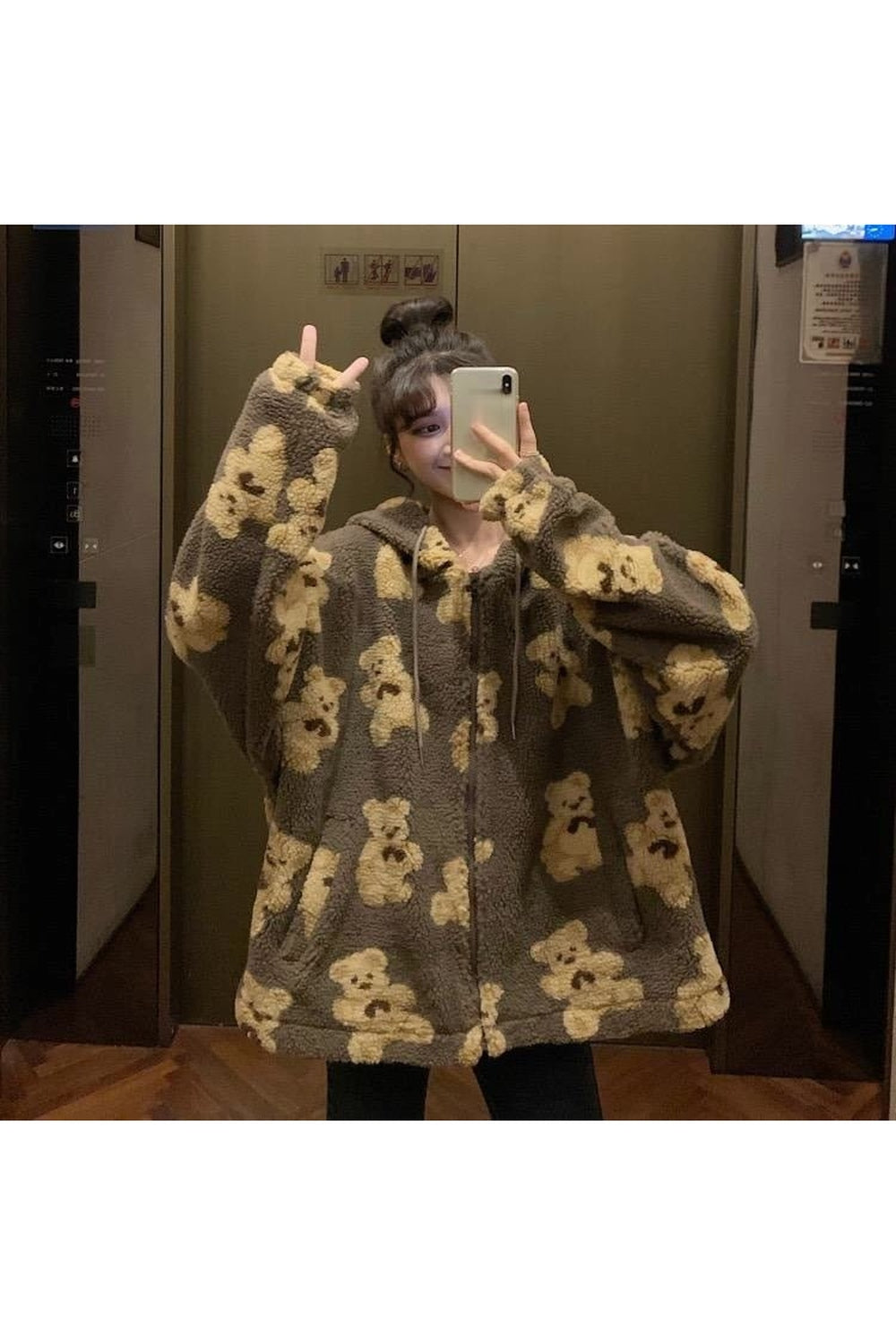 Sonbahar Kawaii Oversize şirin Ayı Kapüşonlu