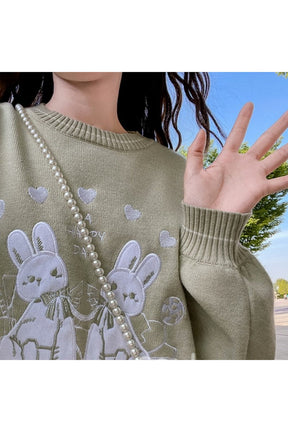 Kawaii Tavşan Gevşek Sweatshirt