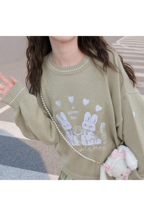 Kawaii Tavşan Gevşek Sweatshirt