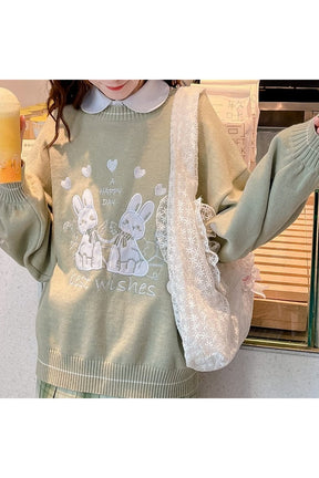 Kawaii Tavşan Gevşek Sweatshirt