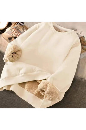 Letter Print Plush Hooded Sweatshirt