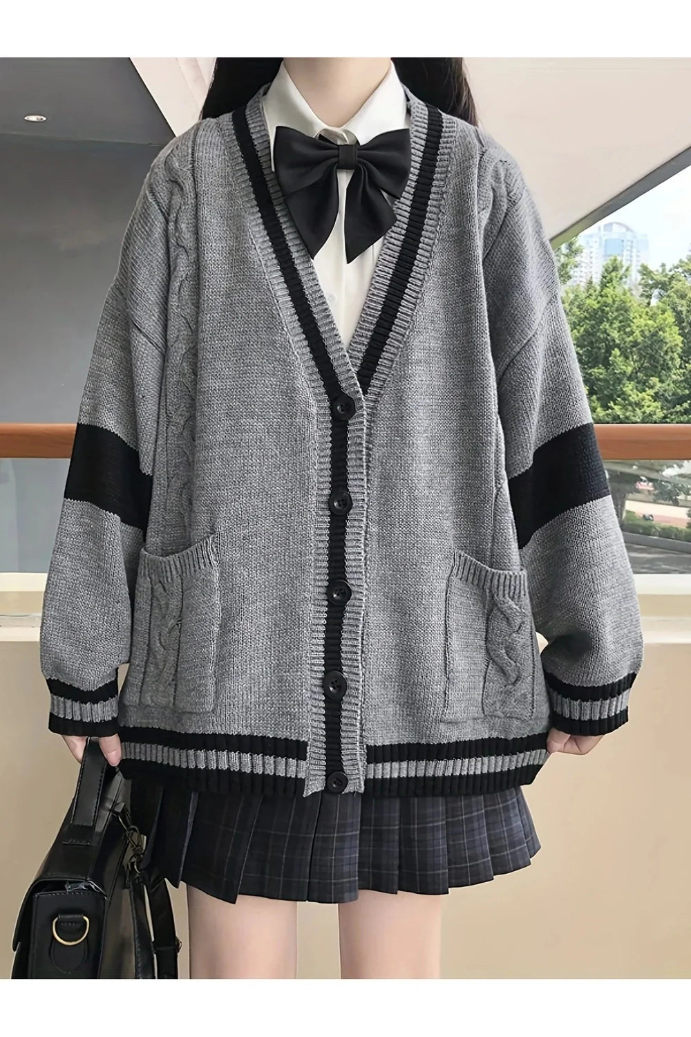 Sonbahar Monokrom Akademik Cardigan