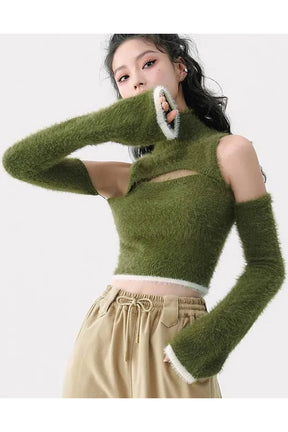 Mossy Kesik Fuzzy Crop Top