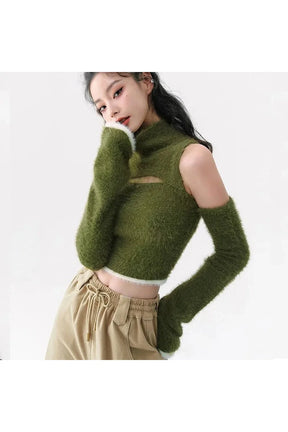 Mossy Kesik Fuzzy Crop Top