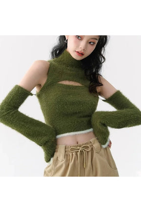 Mossy Kesik Fuzzy Crop Top