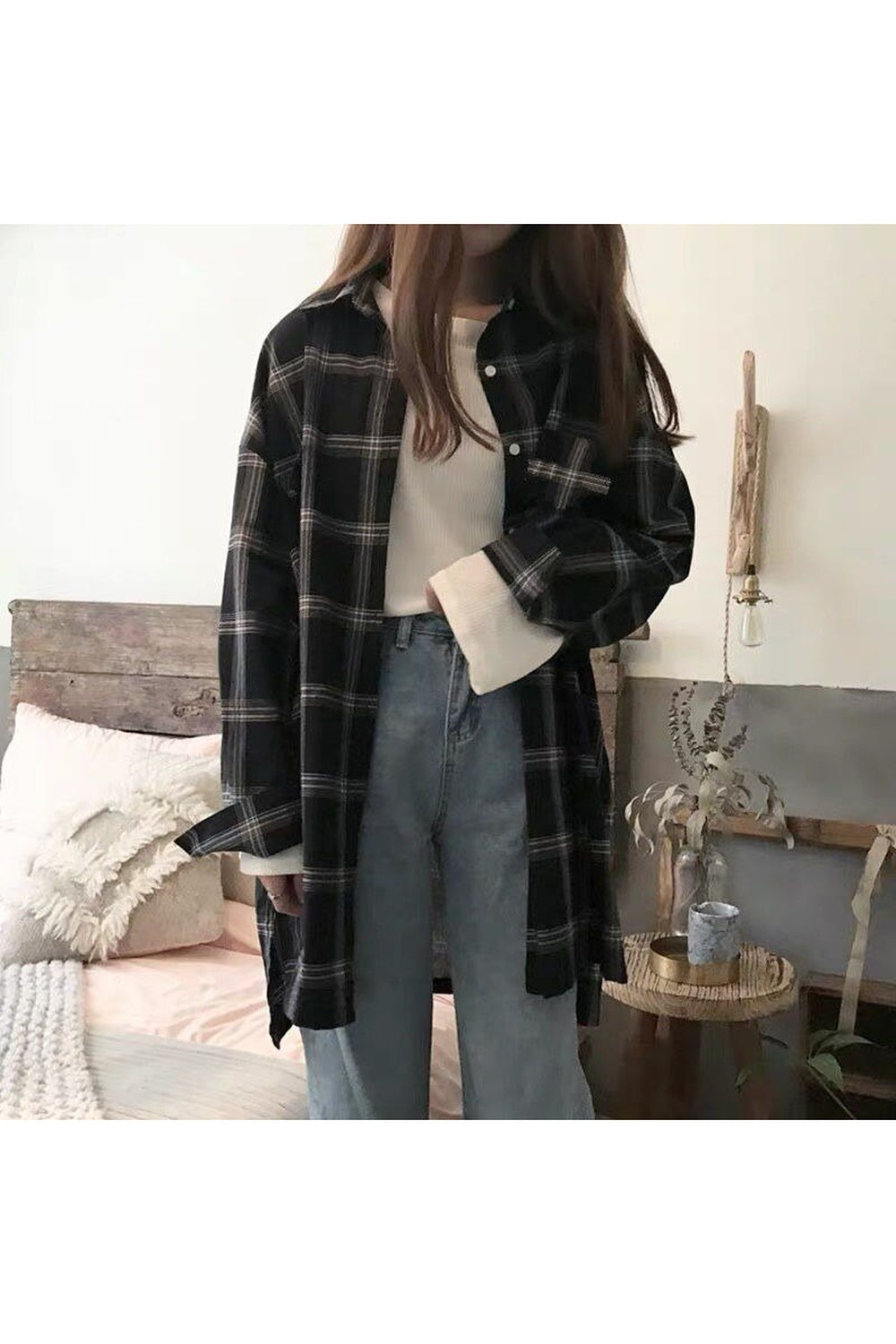 Oversize Grunge Kareli Gömlek