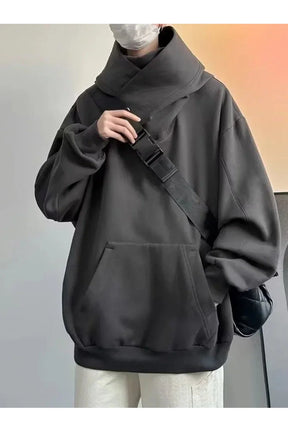 Oversized Futuristik Kapüşonlu Sweatshirt