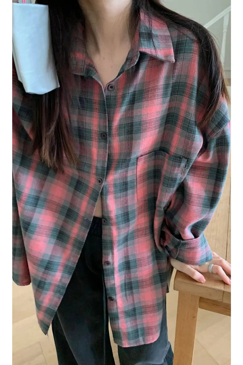 Oversized Kareli Flannel Gömlek