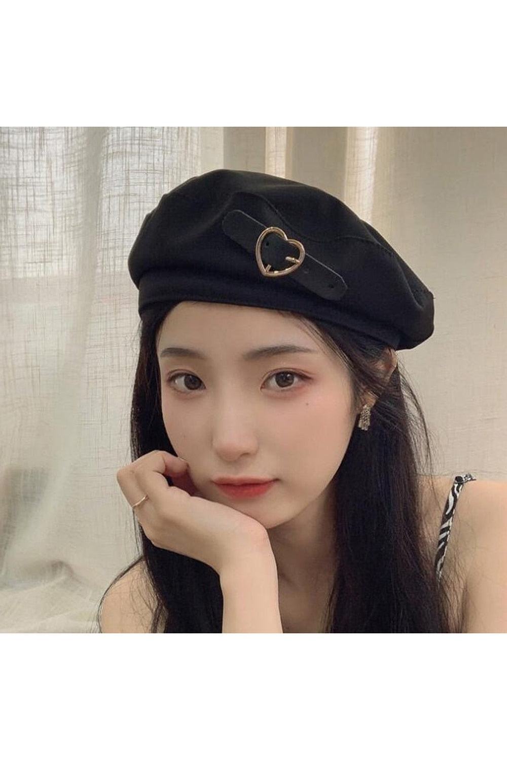 Preppy PU Deri Beret şapka