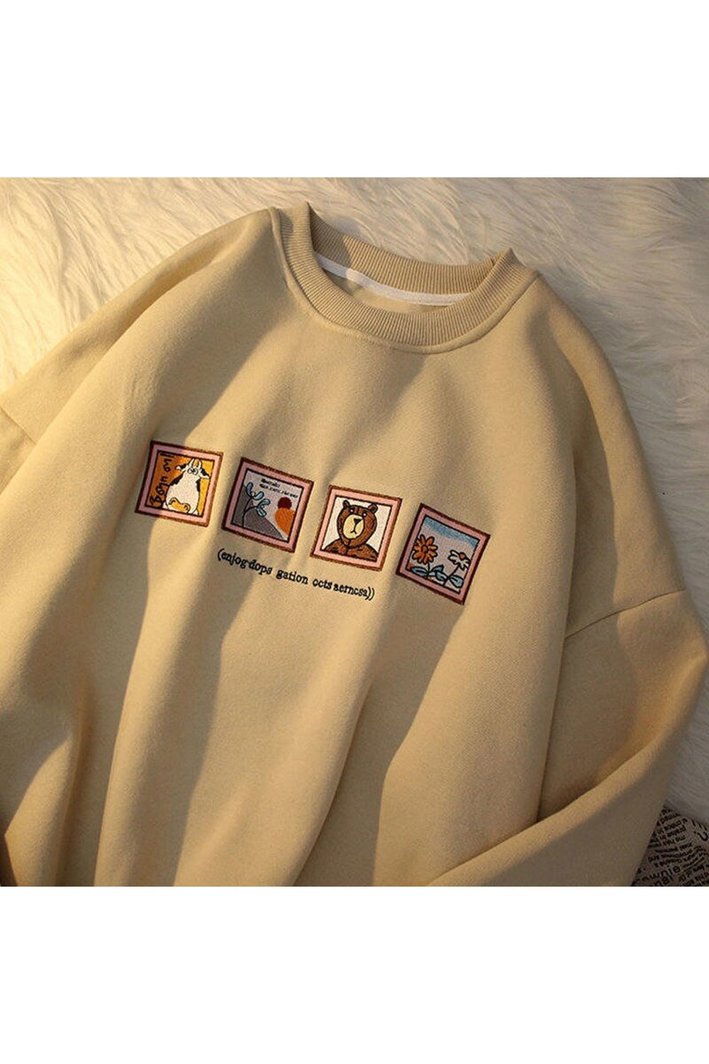 Retro Karikatür Baskılı Sweatshirt