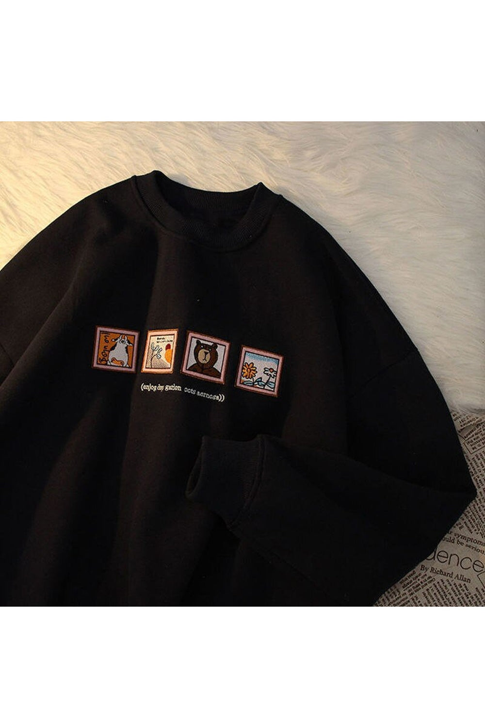 Retro Karikatür Baskılı Sweatshirt